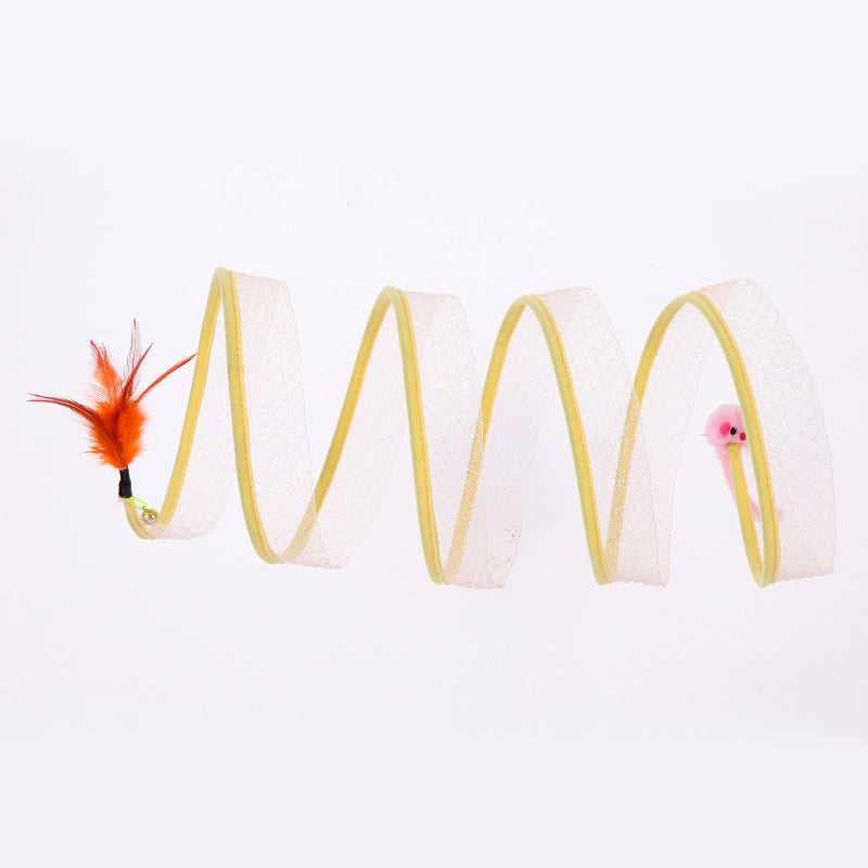 Foldable Cat Tunnel with Mouse Shape Balls and Feather Stick